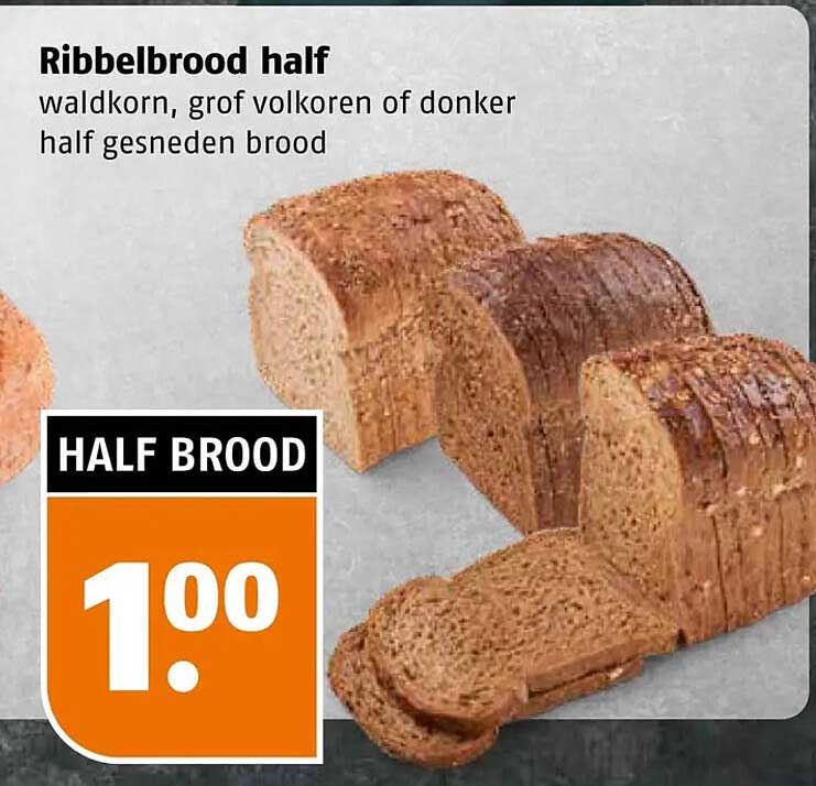 Ribbelbrood half waldkorn, grof volkoren of donker half gesneden brood