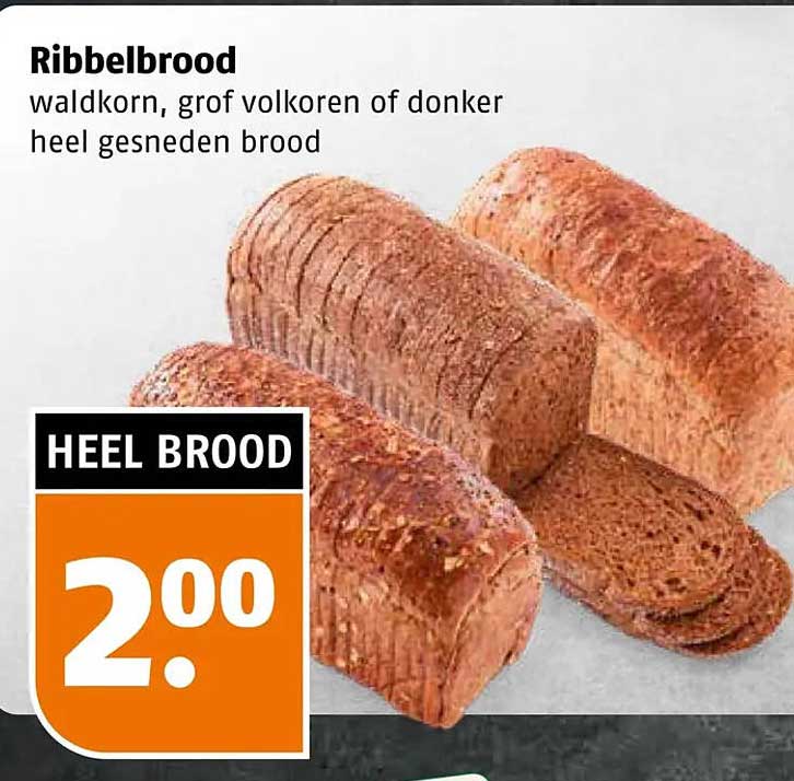 Ribbelbrood waldkorn, grof volkoren of donker heel gesneden brood