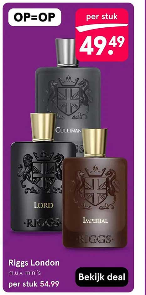 Riggs London m.u.v. mini's per stuk OP=OP
