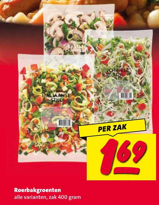 Roerbakgroenten alle varianten, zak 400 gram