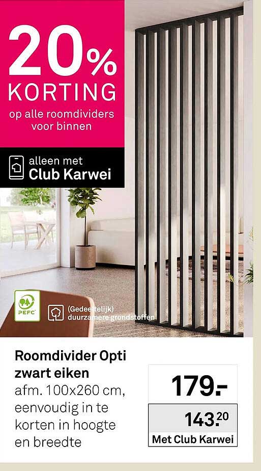 Roomdivider Opti zwart eiken