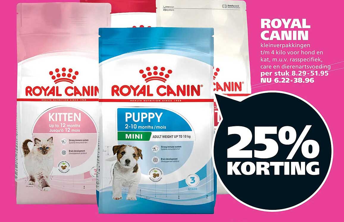 ROYAL CANIN kleinverpakkingen 25% KORTING