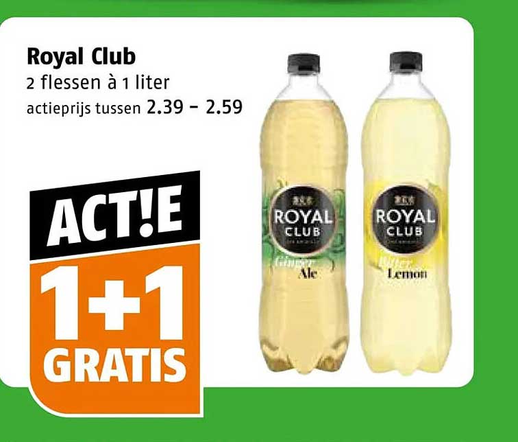 Royal Club 2 flessen à 1 liter ACT!E 1+1 GRATIS