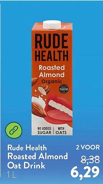 Rude Health Roasted Almond Oat Drink 1 L 2 VOOR