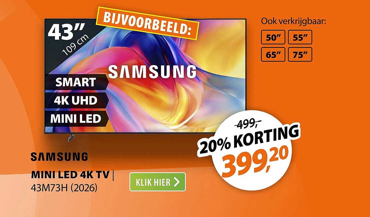 Samsung Mini LED 4K TV 43M73H (2026) 20% korting