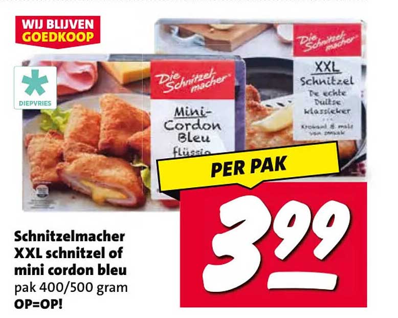 Schnitzelmacher XXL schnitzel of mini cordon bleu pak 400/500 gram OP=OP!