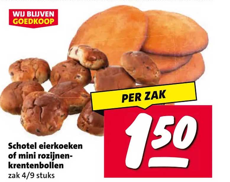 Schotel eierkoeken of mini rozijnen-krentenbollen