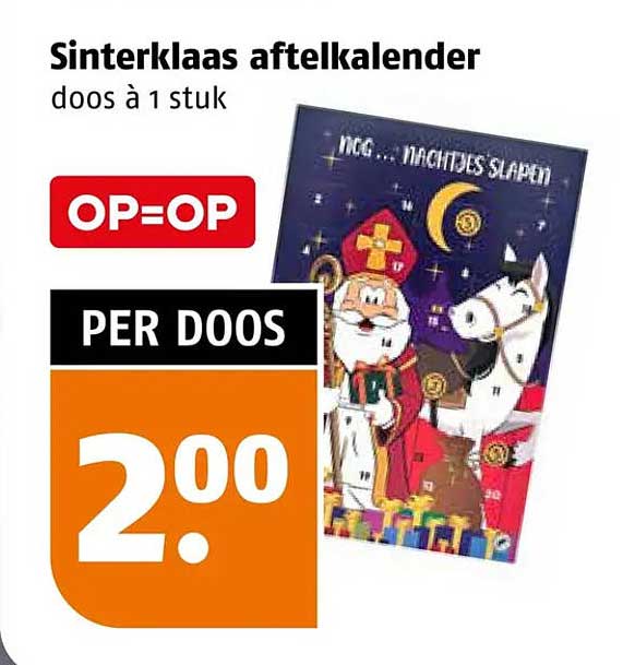 Sinterklaas aftelkalender doos à 1 stuk OP=OP PER DOOS