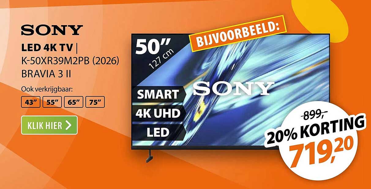 SONY LED 4K TV | K-50XR39M2PB (2026) BRAVIA 3 II