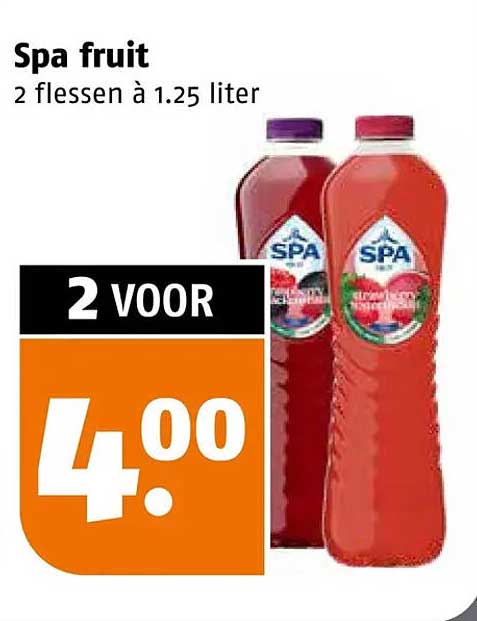 Spa fruit 2 flessen à 1.25 liter 2 voor