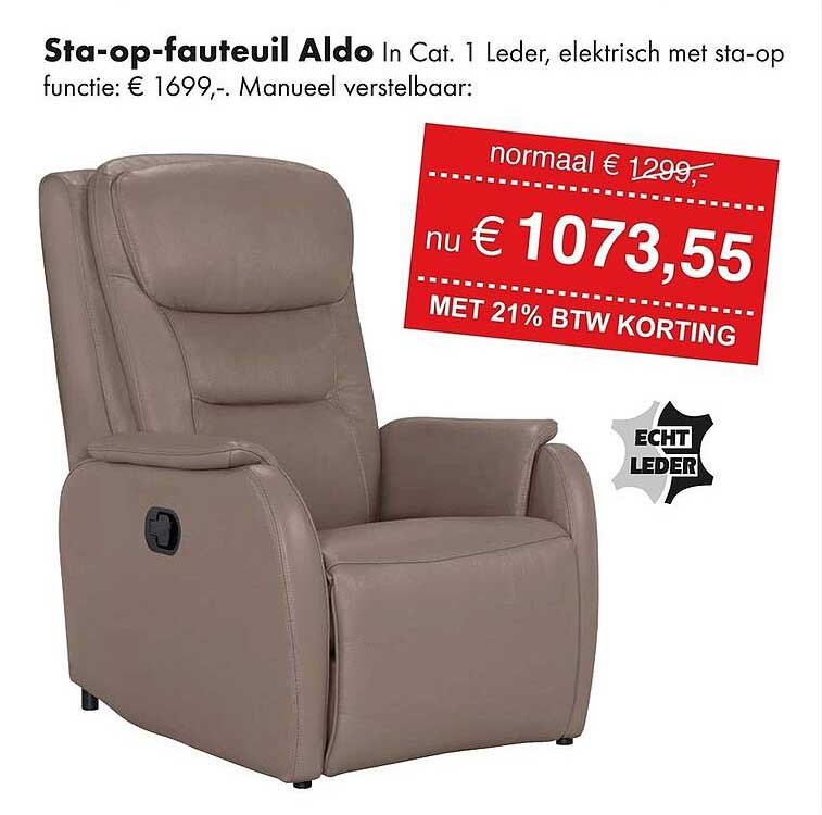 Sta-op-fauteuil Aldo In Cat. 1 Leder, elektrisch met sta-op functie