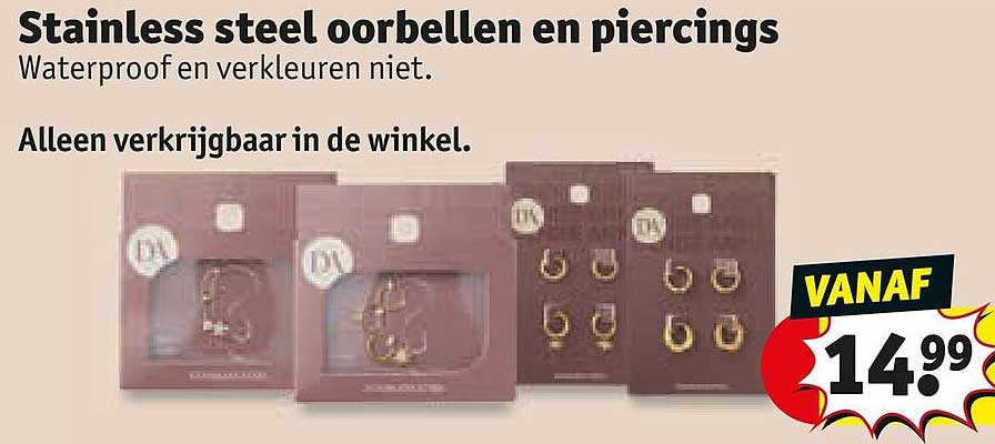 Stainless steel oorbellen en piercings