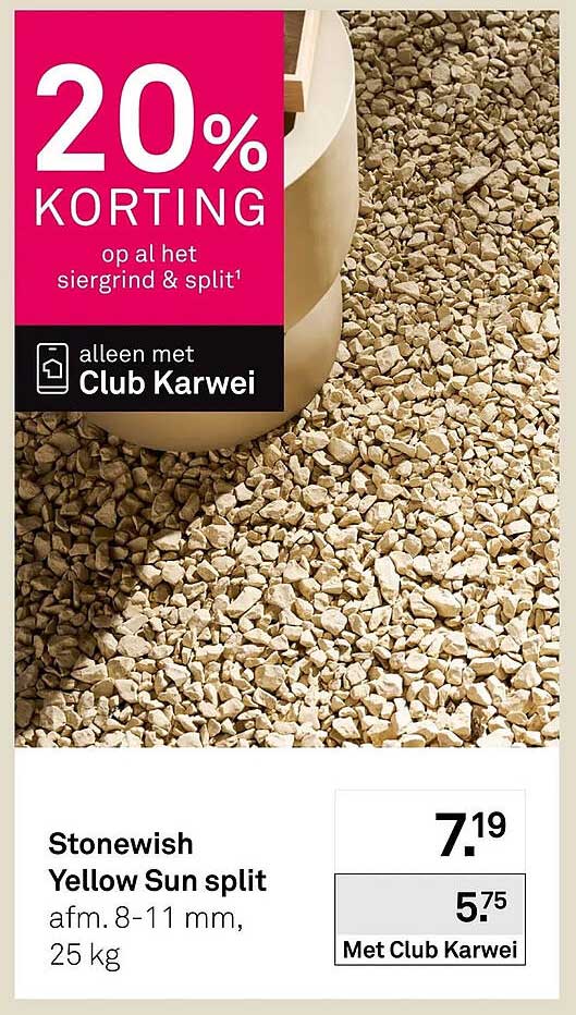 Stonewish Yellow Sun split 20% KORTING op al het siergrind & split¹