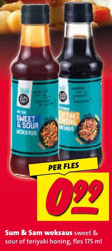 Sum & Sam woksaus sweet & sour of teriyaki honing, fles 175 ml