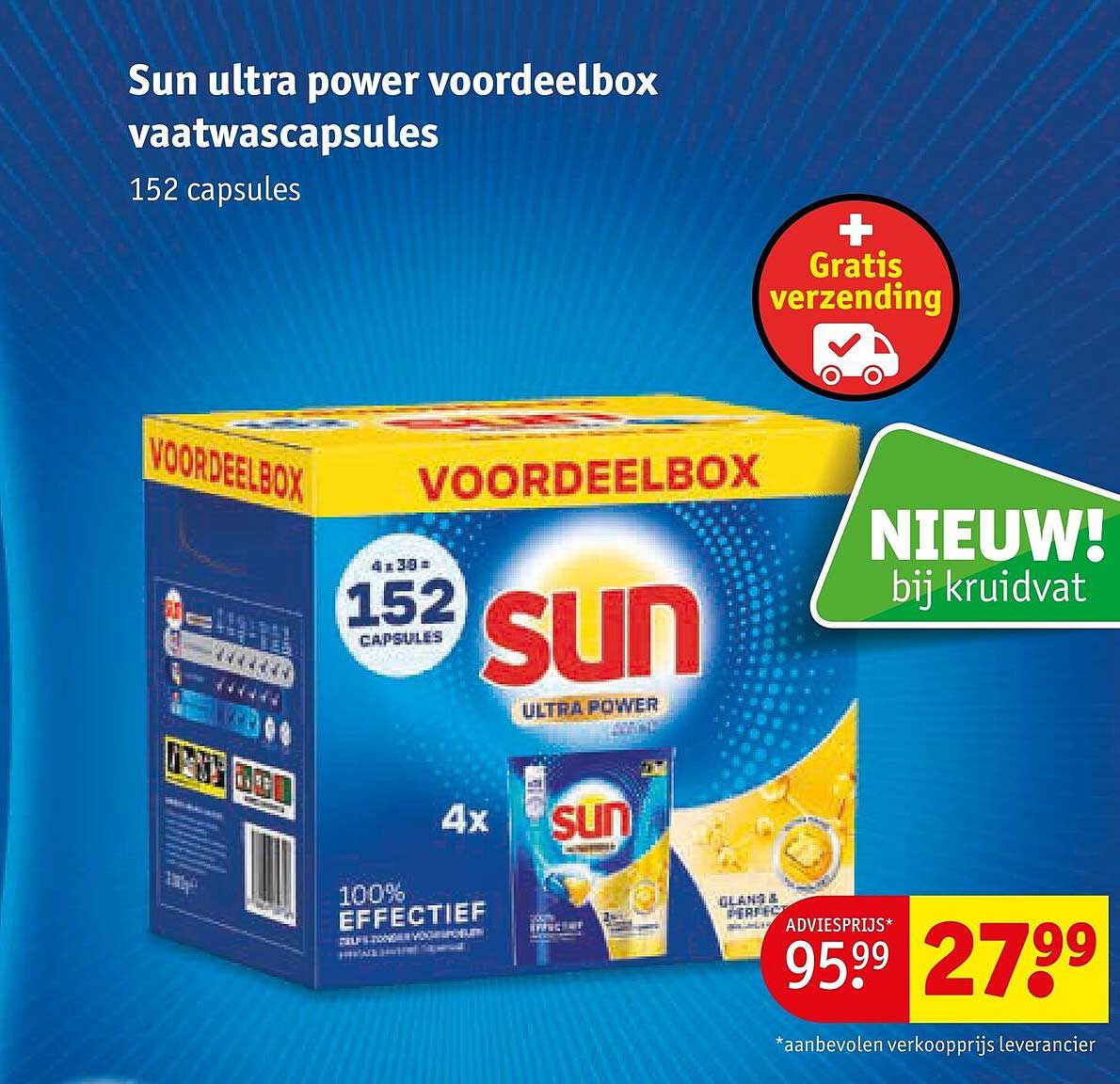 Sun ultra power voordeelbox vaatwascapsules 152 capsules + Gratis verzending
