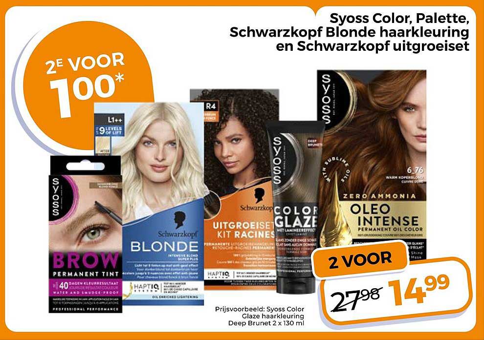 Syoss Color, Palette, Schwarzkopf Blonde haarkleuring en Schwarzkopf uitgroeiset 2 voor