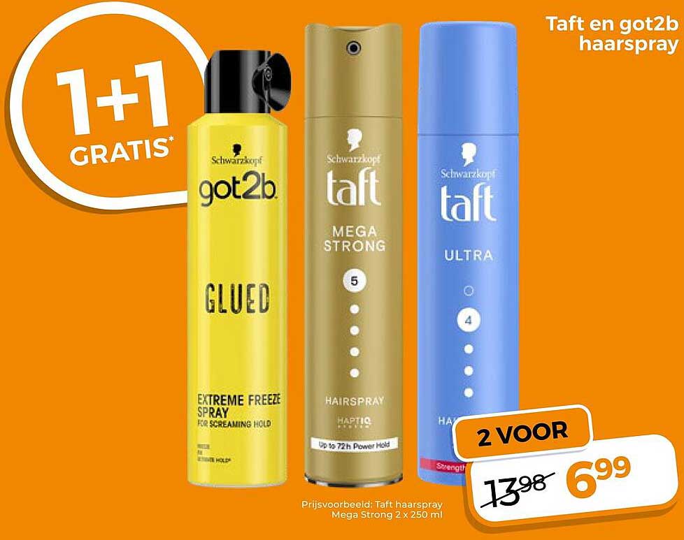 Taft en got2b haarspray 2 voor 6,99