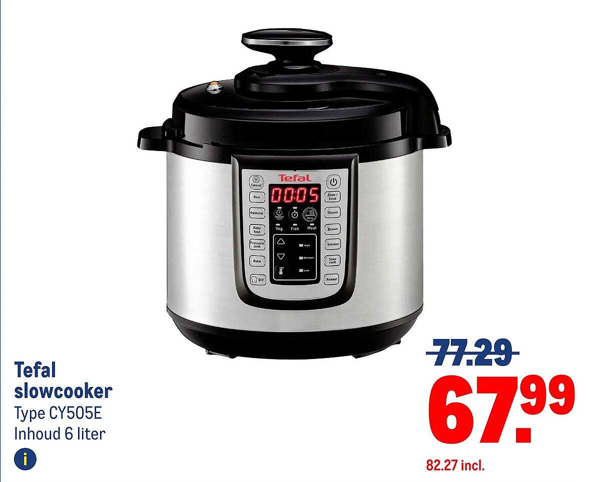 Tefal slowcooker Type CY505E Inhoud 6 liter