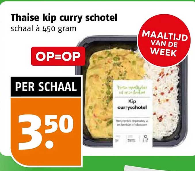 Thaise kip curry schotel schaal à 450 gram OP=OP