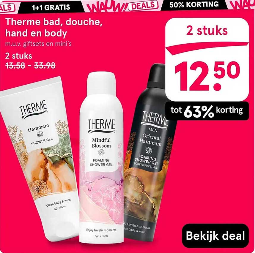 Therme bad, douche, hand en body 2 stuks 2e gratis
