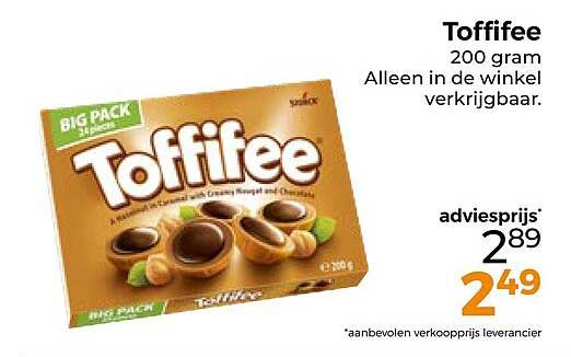 Toffifee 200 gram Alleen in de winkel verkrijgbaar.
