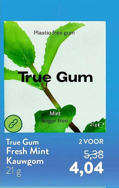 True Gum Fresh Mint Kauwgom 21 g 2 VOOR