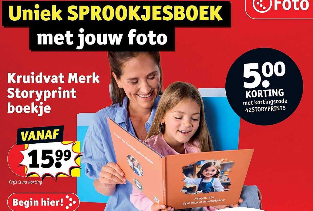 Uniek Sprookjesboek met jouw foto Kruidvat Merk Storyprint boekje 5.00 korting met kortingscode 42STORYPRINT5