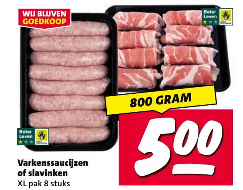 Varkenssaucijzen of slavinken XL pak 8 stuks