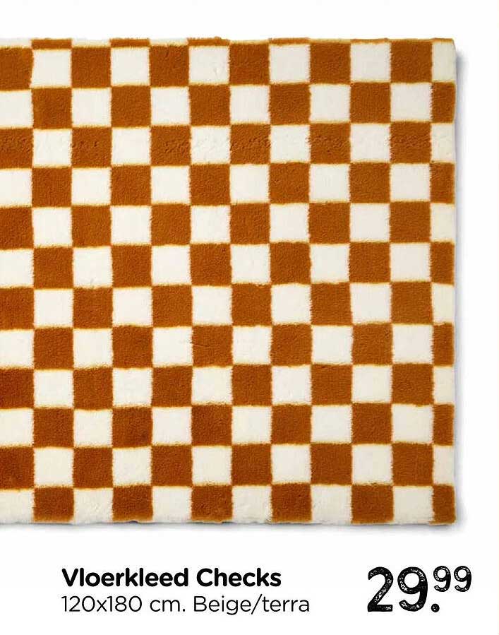 Vloerkleed Checks 120x180 cm. Beige/terra