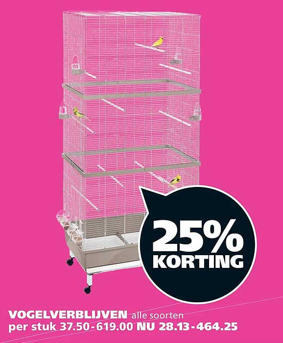 VOGELVERBLIJVEN alle soorten per stuk 37.50-619.00 NU 28.13-464.25 25% KORTING