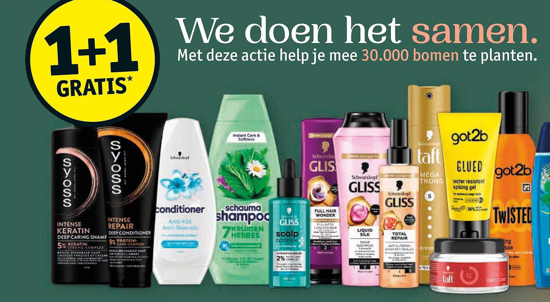 We doen het samen. Met deze actie help je mee 30.000 bomen te planten. 1+1 GRATIS*