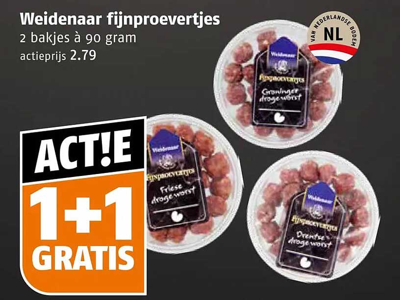 Weidenaar fijnproevertjes 2 bakjes à 90 gram 1+1 gratis
