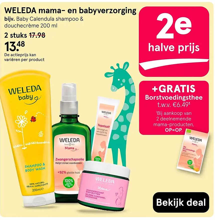 WELEDA mama- en babyverzorging 2e halve prijs