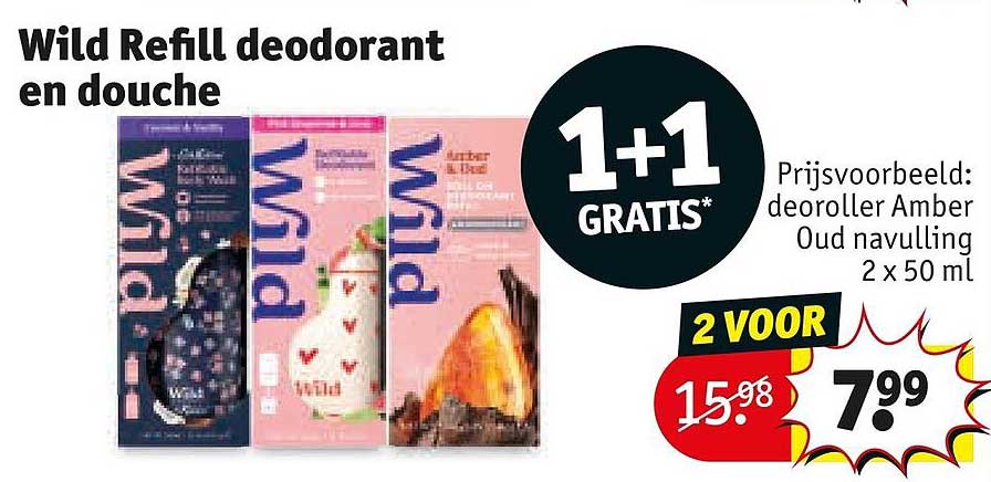 Wild Refill deodorant en douche 1+1 GRATIS