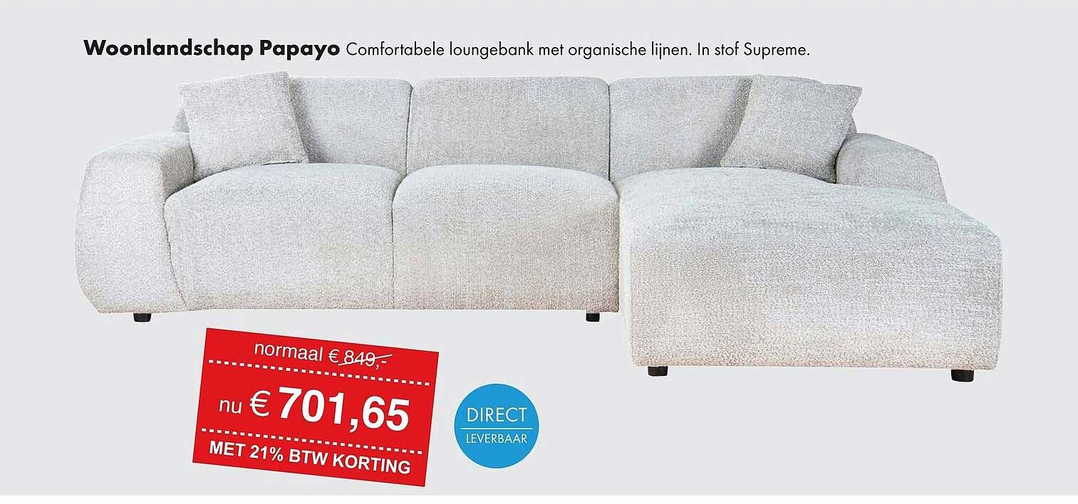 Woonlandschap Papayo Comfortabele loungebank met organische lijnen. In stof Supreme.
