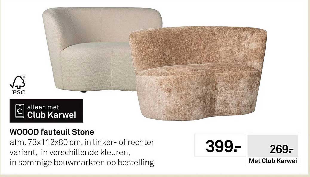 WOOOD fauteuil Stone