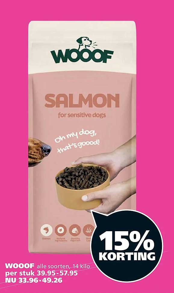 WOOOF alle soorten, 14 kilo 15% korting