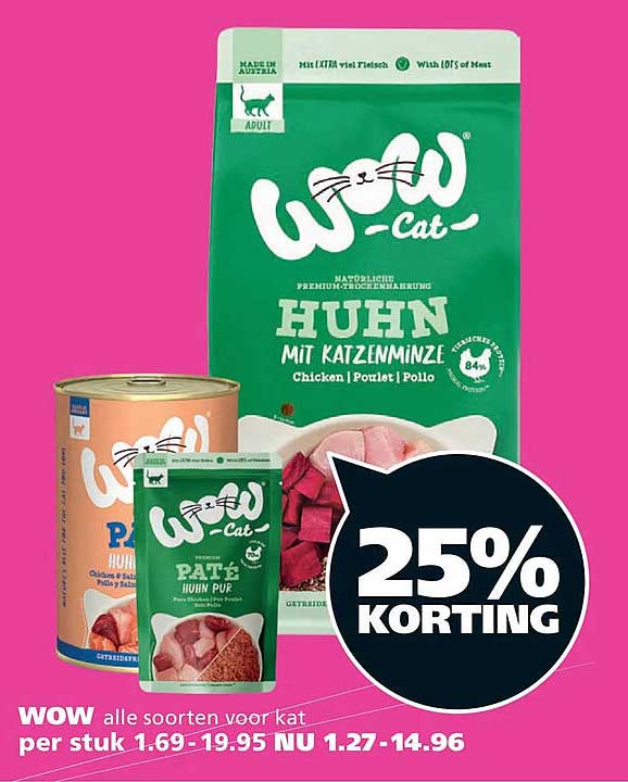WOW alle soorten voor kat 25% KORTING