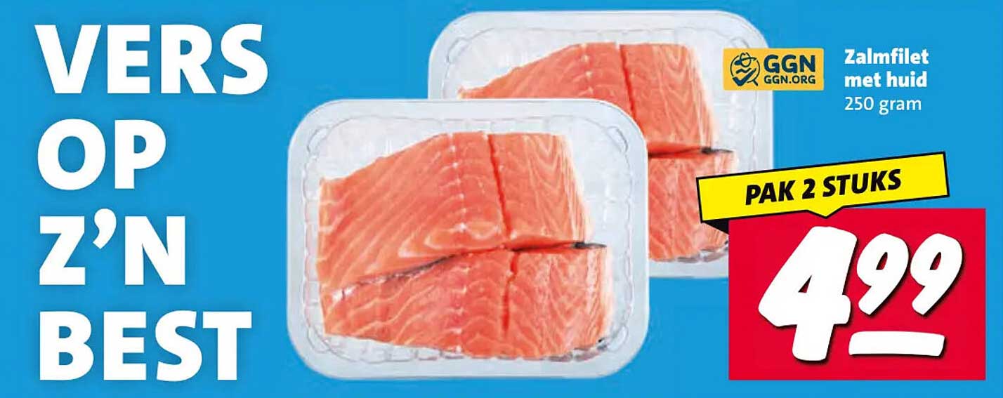 Zalmfilet met huid 250 gram PAK 2 STUKS