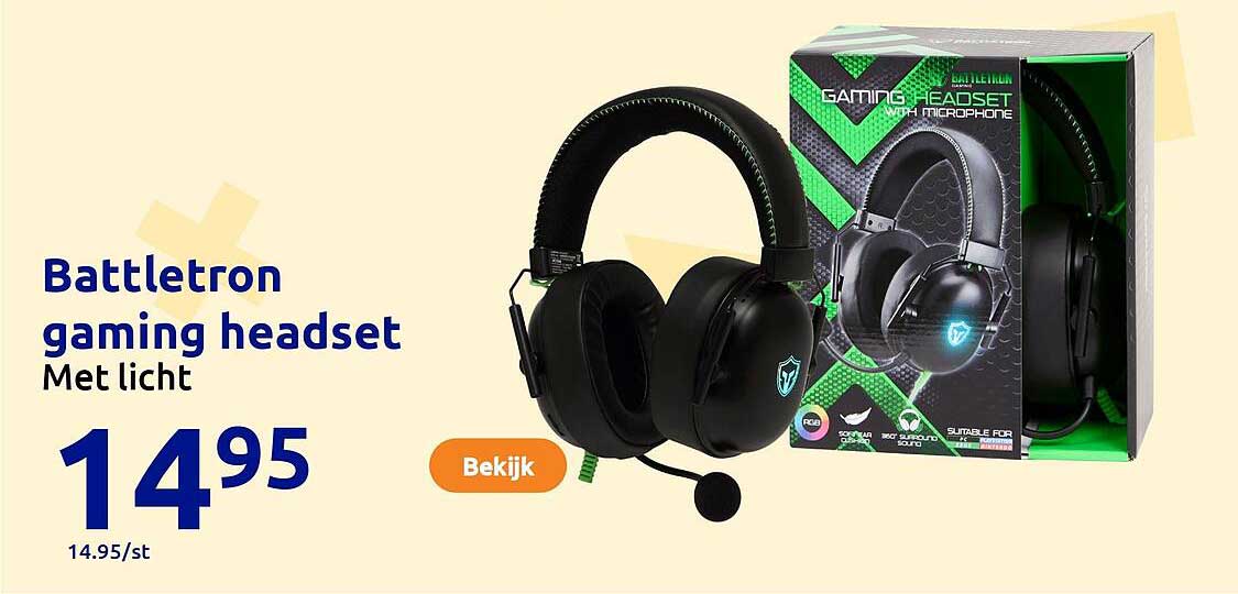 Battletron gaming headset Met licht