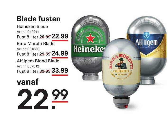 Blade fusten Heineken, Birra Moretti en Affligem