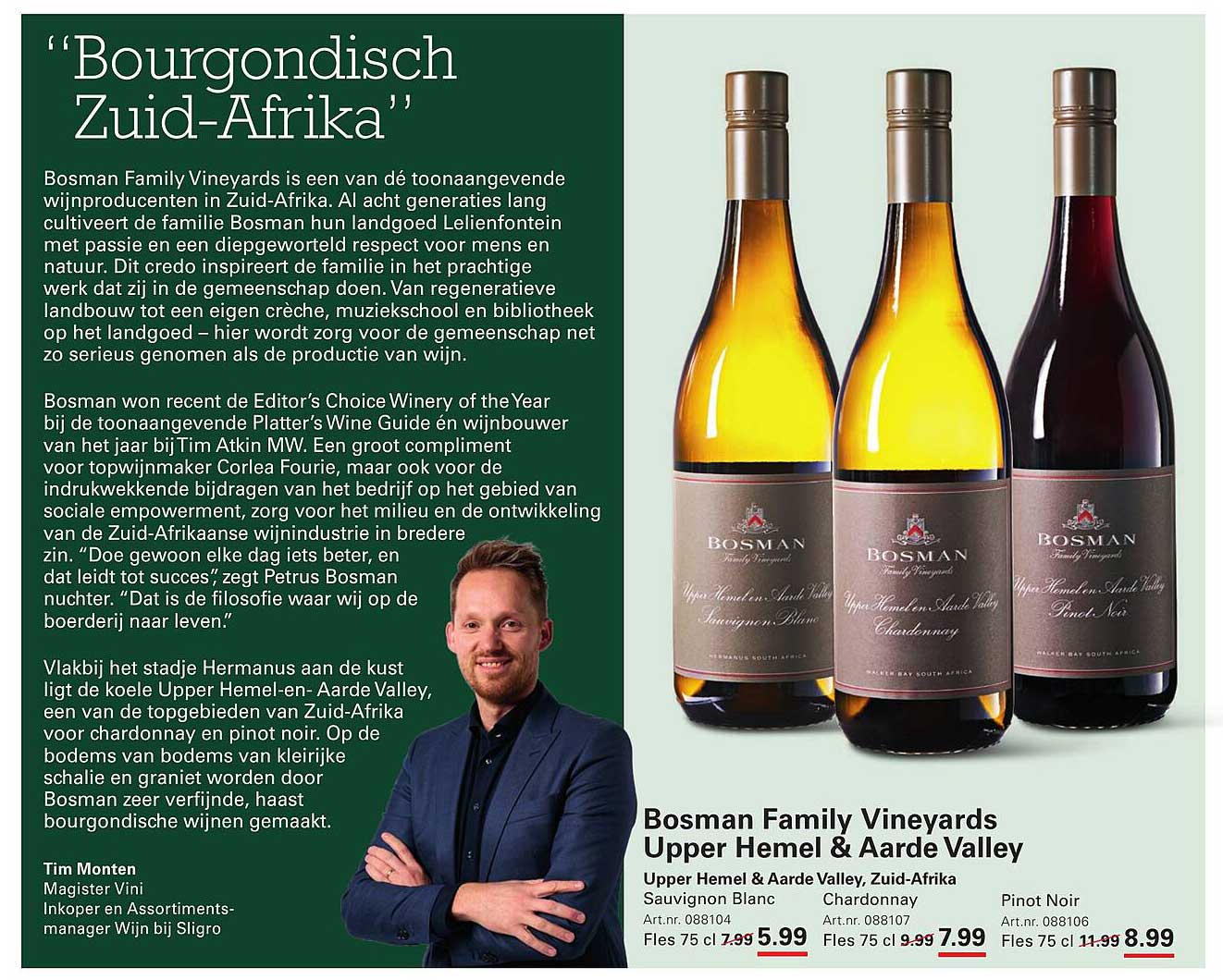 Bosman Family Vineyards Upper Hemel & Aarde Valley Sauvignon Blanc, Chardonnay, Pinot Noir