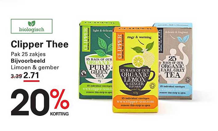 Clipper Thee Pak 25 zakjes Bijvoorbeeld Limoen & gember