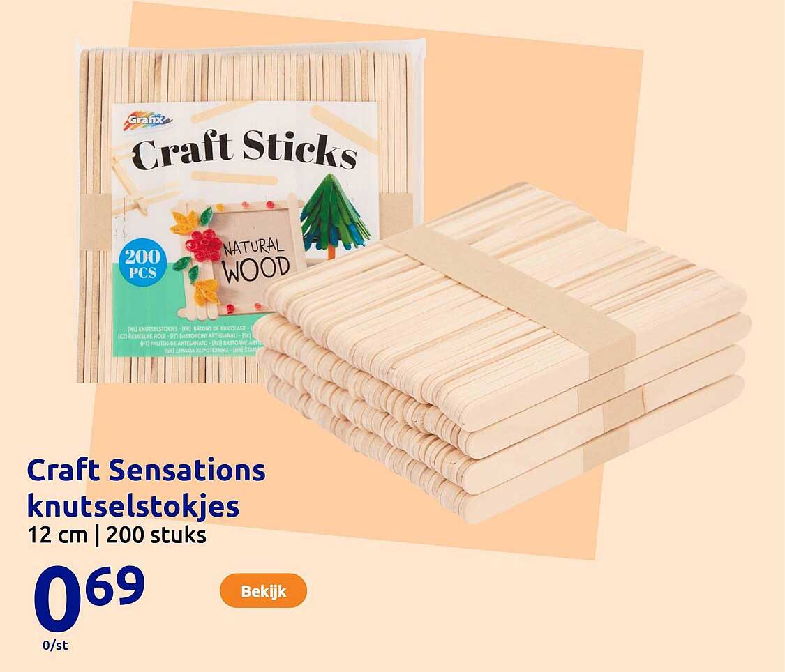 Craft Sensations knutselstokjes 12 cm | 200 stuks