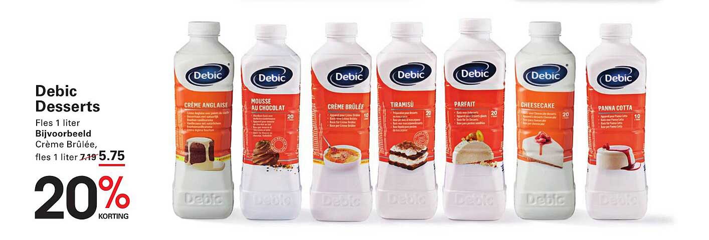 Debic Desserts Fles 1 liter - 20% Korting
