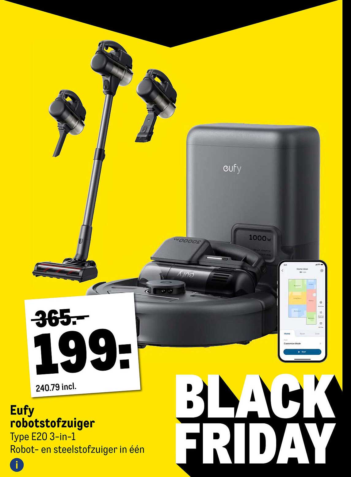 Eufy robotstofzuiger Type E20 3-in-1