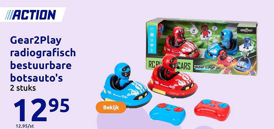 Gear2Play radiografisch bestuurbare botsauto's 2 stuks
