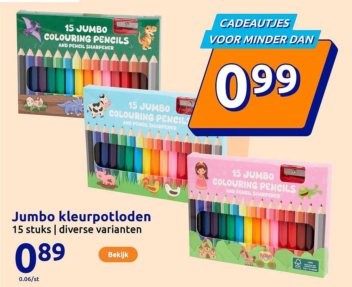 Jumbo kleurpotloden 15 stuks | diverse varianten