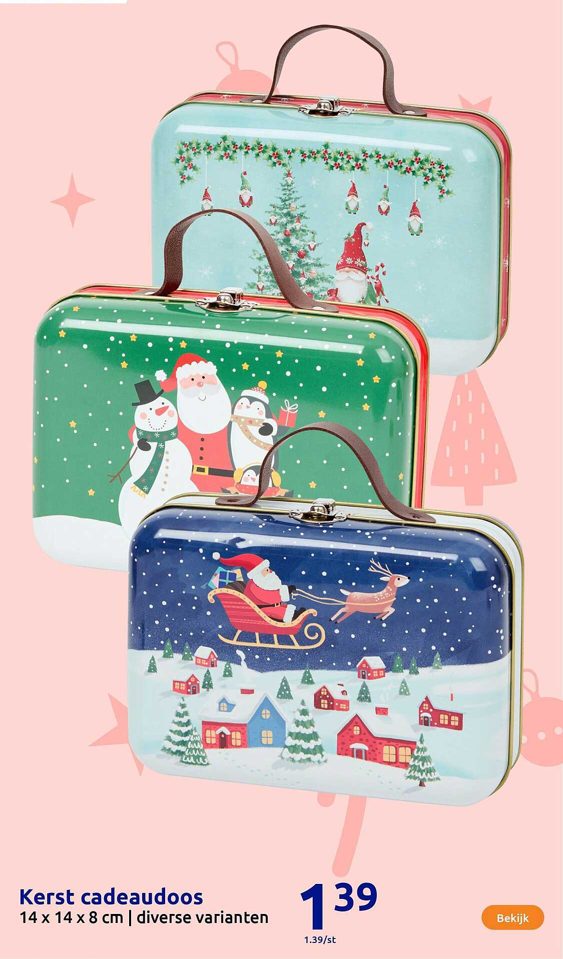 Kerst cadeaudoos 14 x 14 x 8 cm | diverse varianten