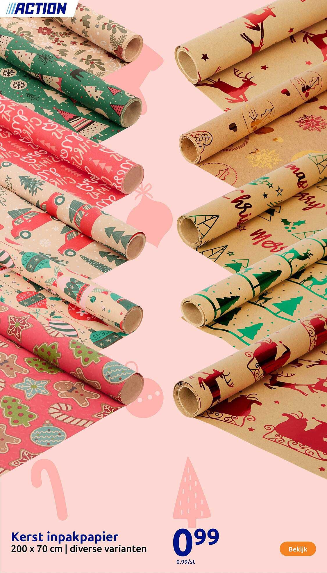 Kerst inpakpapier 200 x 70 cm | diverse varianten